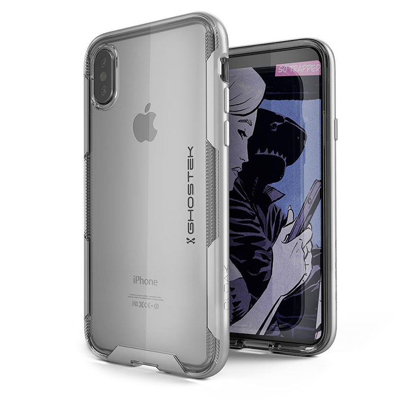 mobiletech-Ghostek-Cloak-3-Clear-Protective-Rear-Case-Cover-for-Apple-iPhone-X-Silver